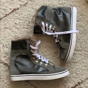 Faux fur sneakers